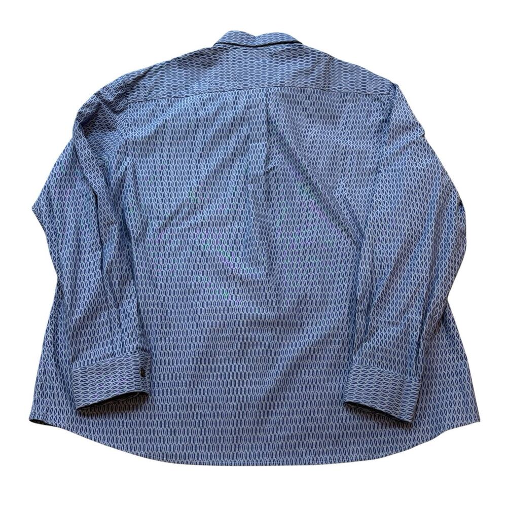 Johnnie-O Blue Geometric Print Long Sleeve Finley Button Down Cotton Stretch XXL - Picture 4 of 7